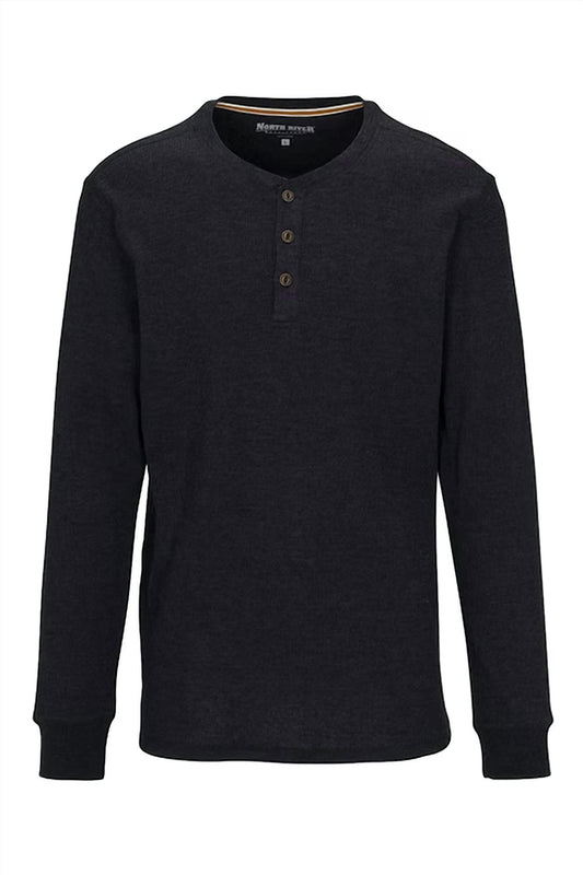 Men's Waffle 3 Button Henley Top