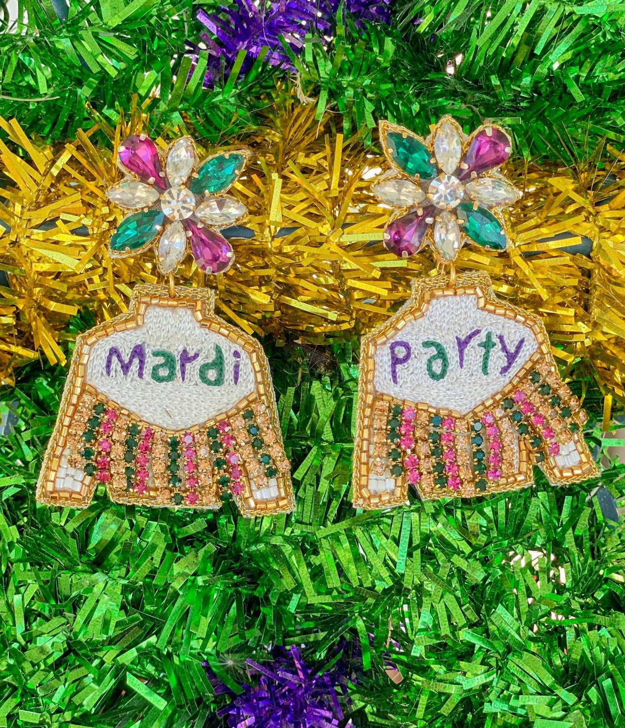 Women's Mardi Party Fringe Jacket Earrings