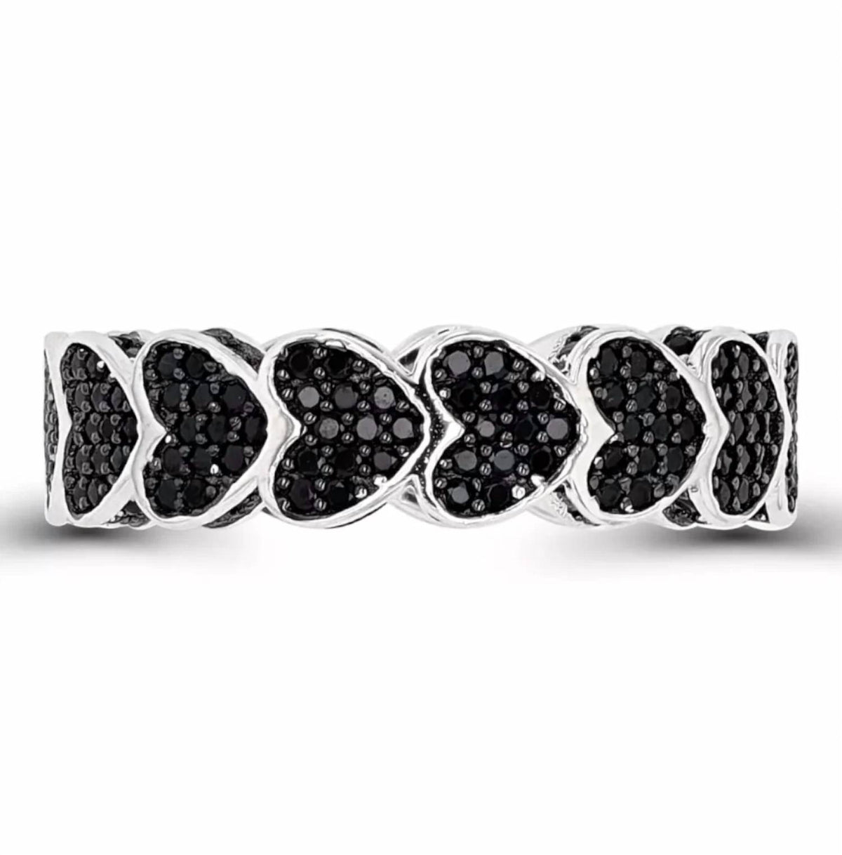 Women's Spinel Pave Hearts Eternity Ring