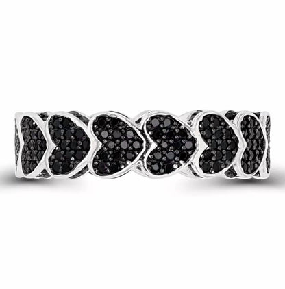 Women's Spinel Pave Hearts Eternity Ring