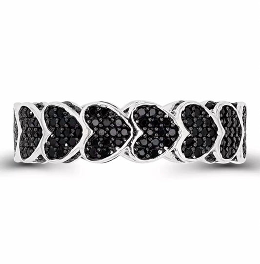 Women's Spinel Pave Hearts Eternity Ring