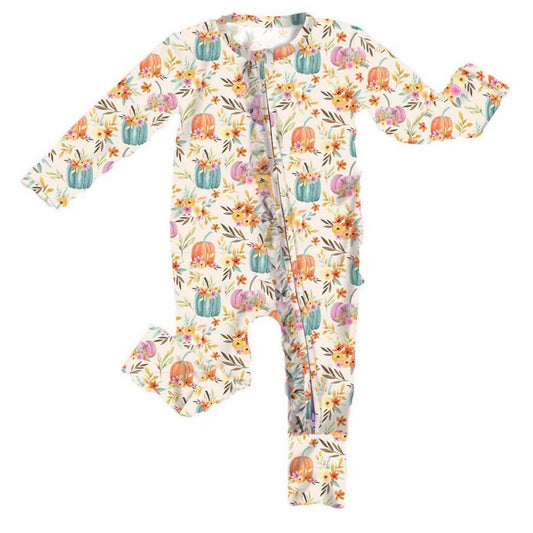 Little Snuggles - Baby Girl Pumpkin Patch Romper - Rack Hunt -