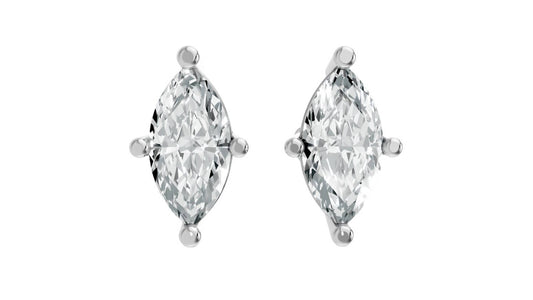 Women's Marquise Shape 4 Prong Push Back Studs