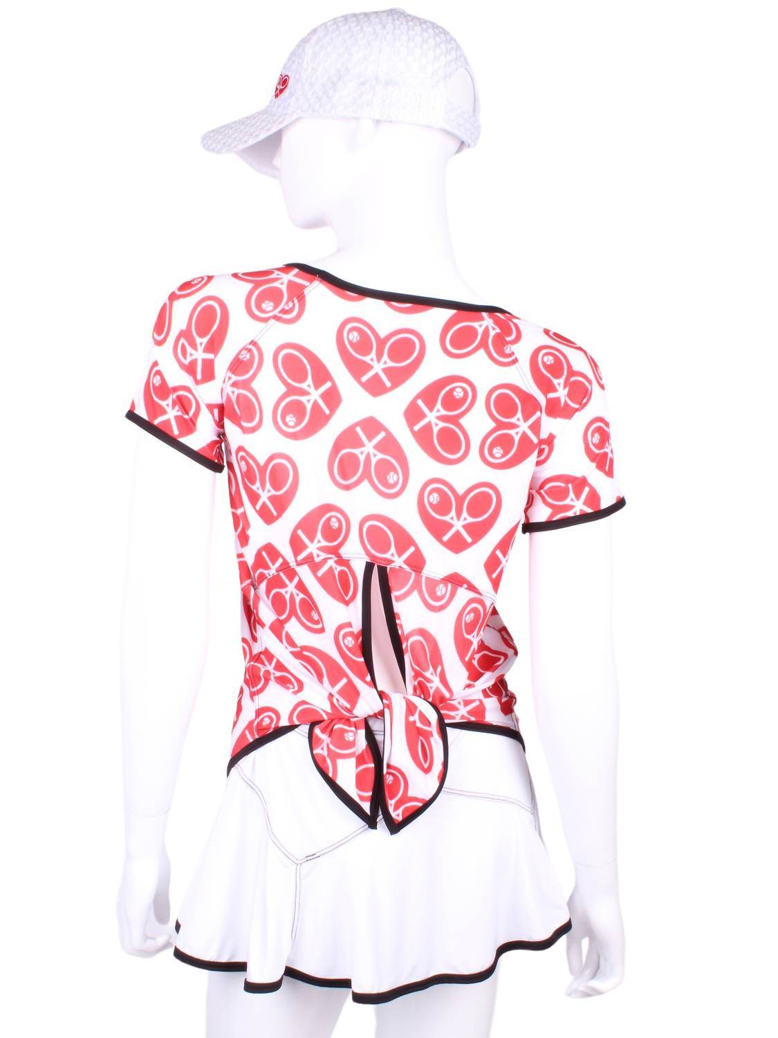 Love Love Tennis - Women's Tie Back Short Sleeve Tennis Tee - Rack Hunt -