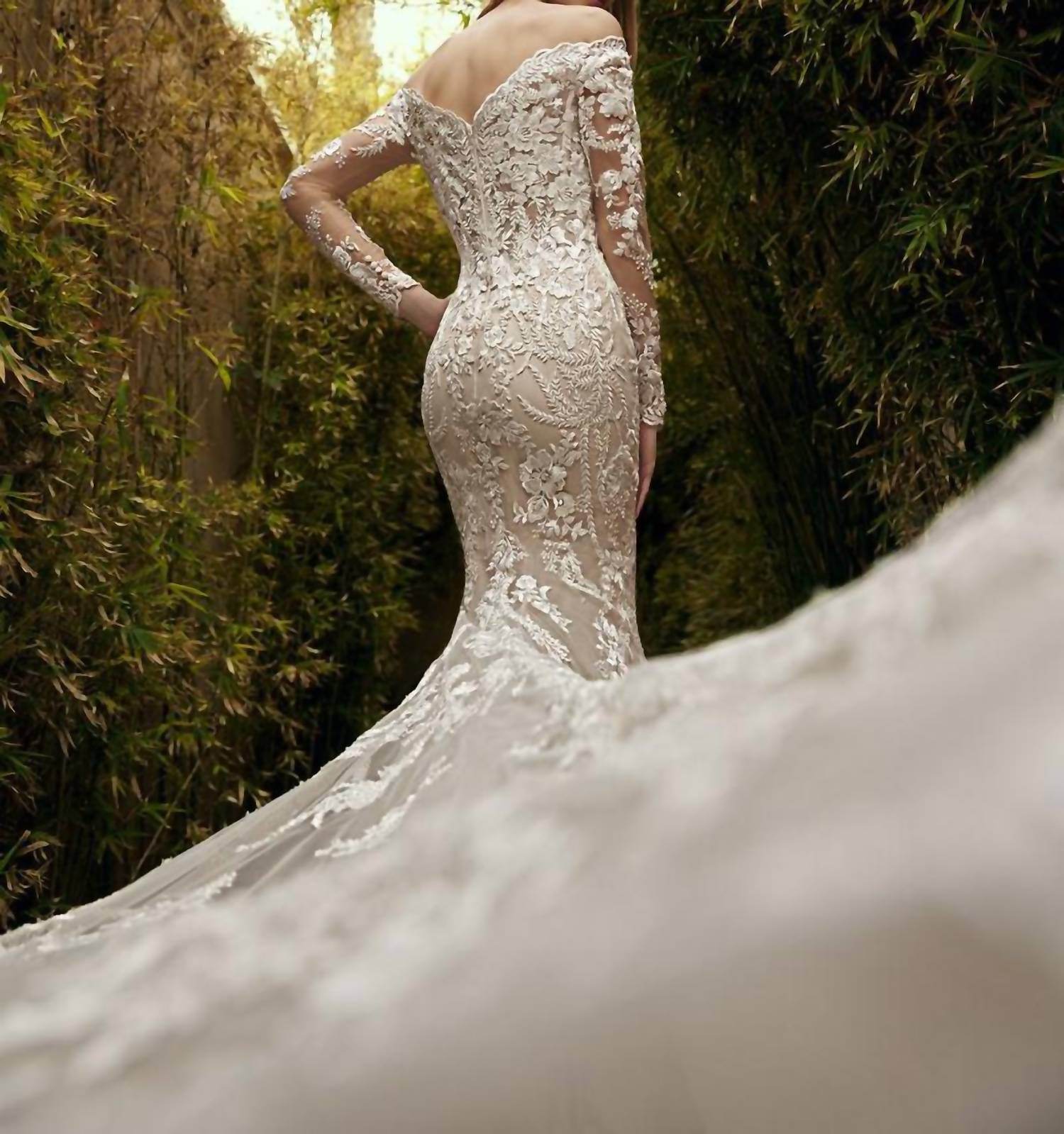 Demetrios - Lace Embellished Sheer Gown - Rack Hunt -