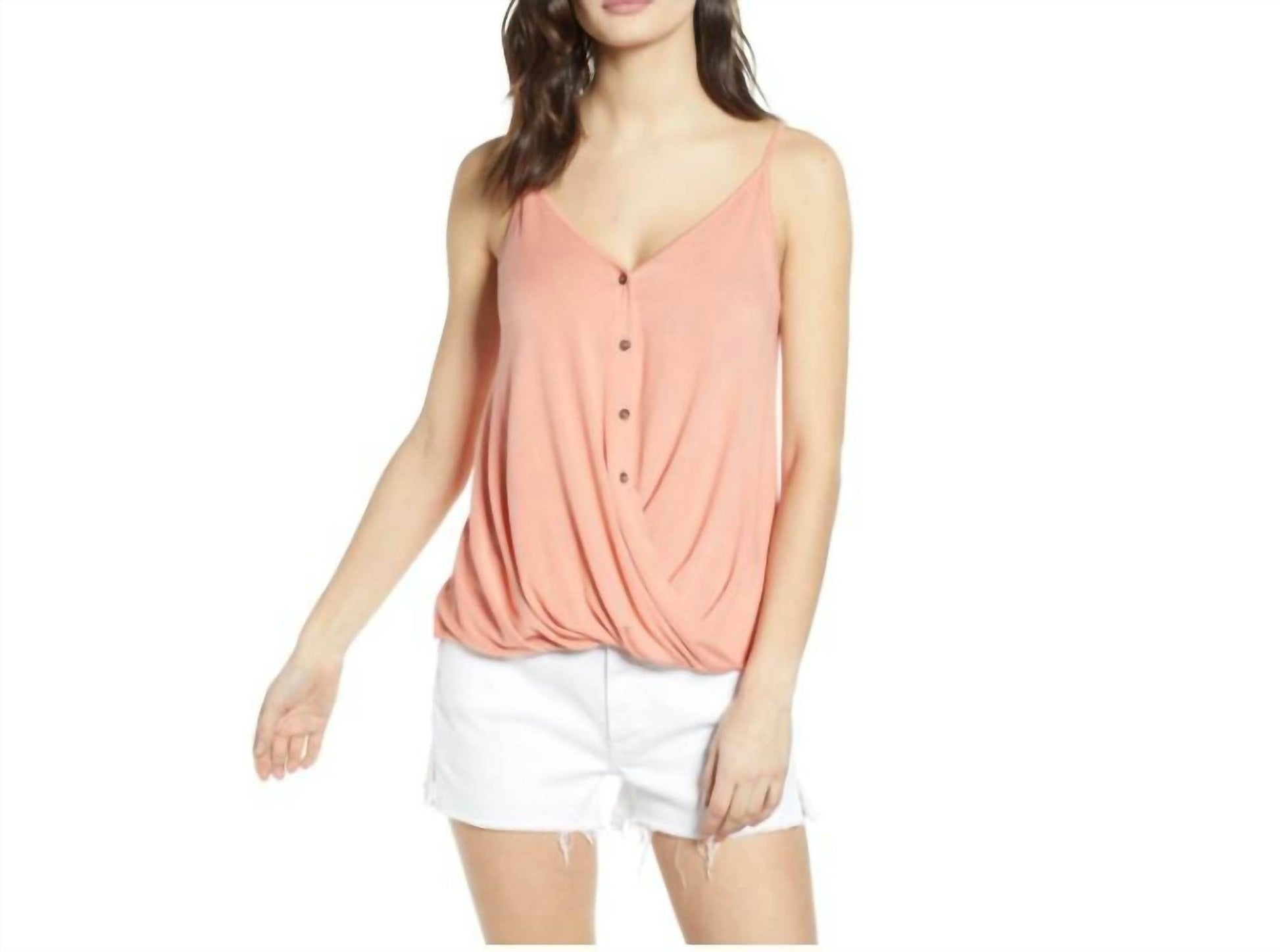 All in Favor - Twisted Button Front Draped Tank Top - Rack Hunt