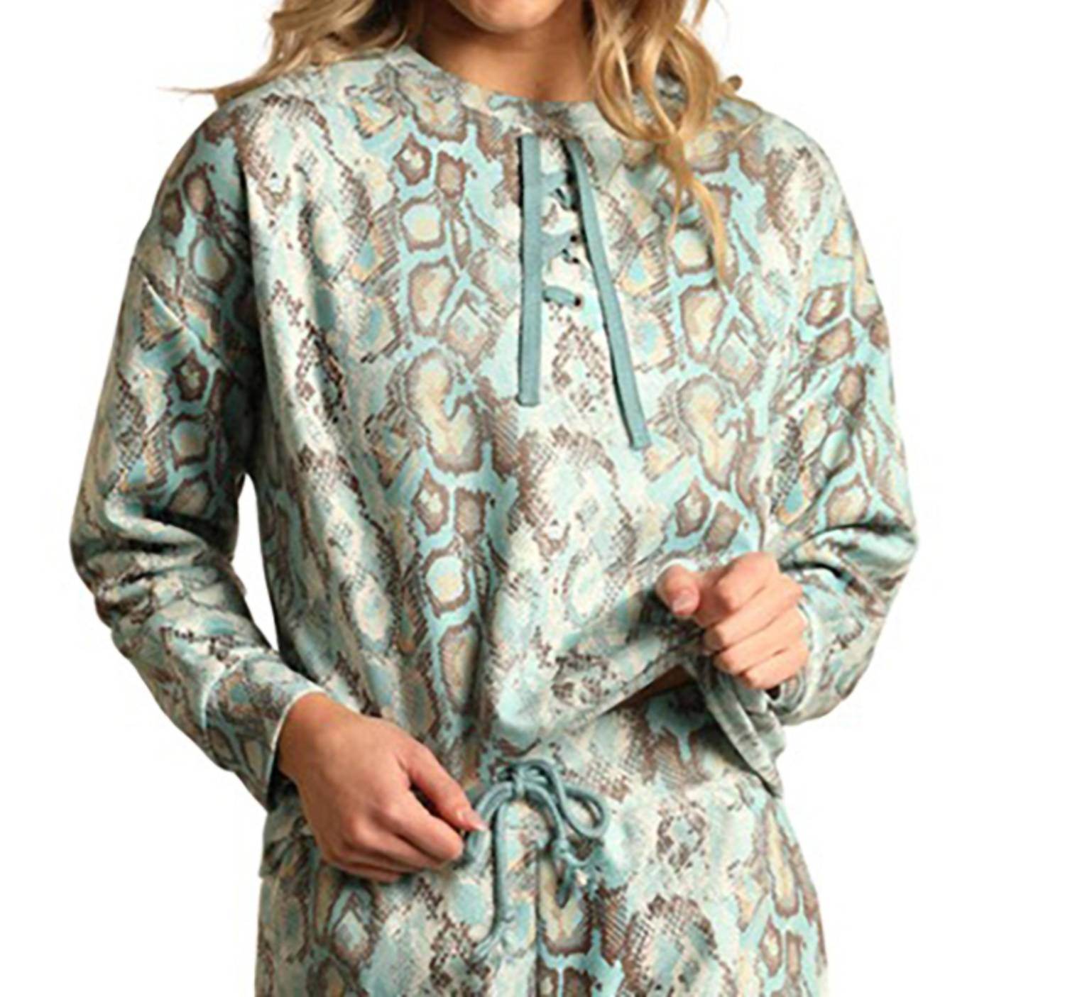 Rock & Roll Cowgirl - Range Blue Snake Pullover Sweatshirt - Rack Hunt