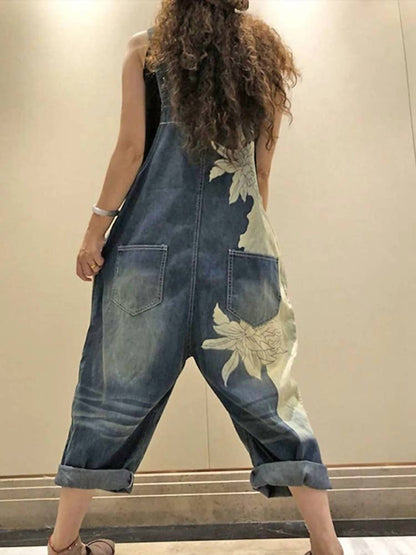 Denim Luxury Bleached Overall Jumpsuit