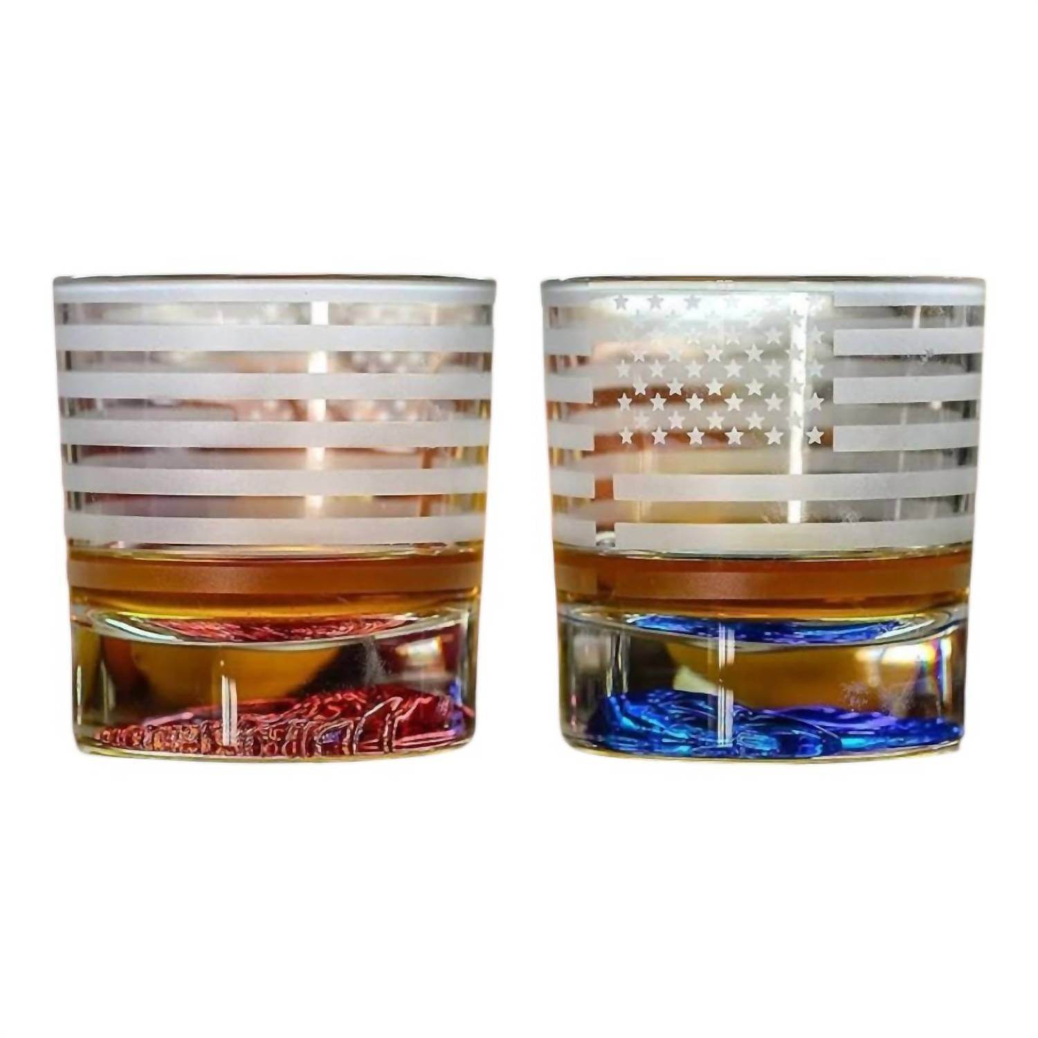 Greenline Goods - American Flag Decor USA Whiskey Glasses - Set of 2 - Rack Hunt -