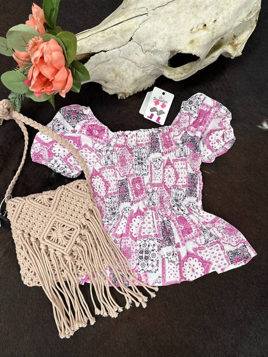 Girl's Bandana Print Smock Top