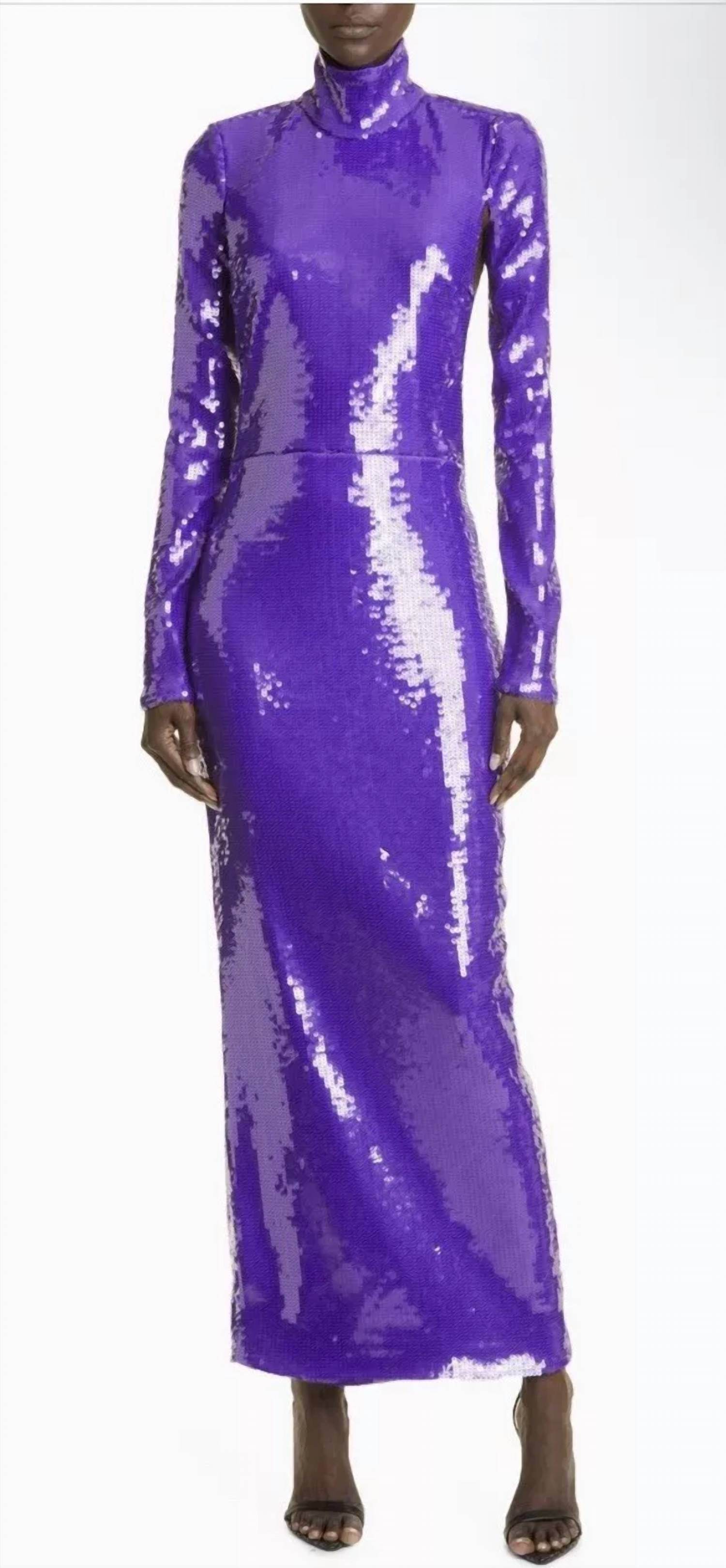 LaQuan Smith - Sequin Mock Neck Long Sleeve Cutout Column Gown - Rack Hunt -