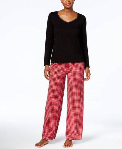 Women's Graphic Top And Printed Pants Pajama Set