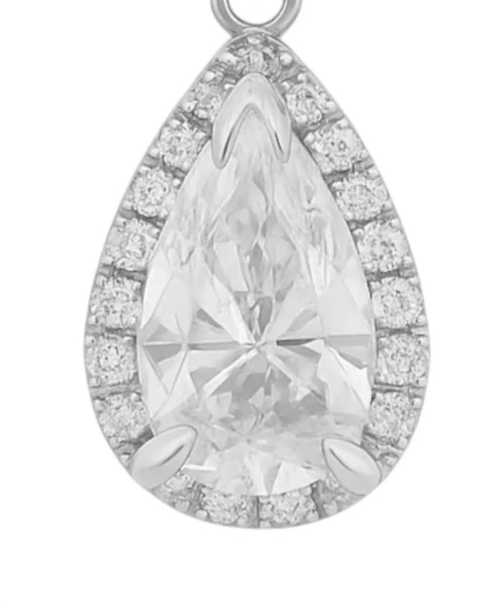 Allyanna Gifts - Women's Moissanite Pear Shape Halo Drop Huggie Earrings - Rack Hunt