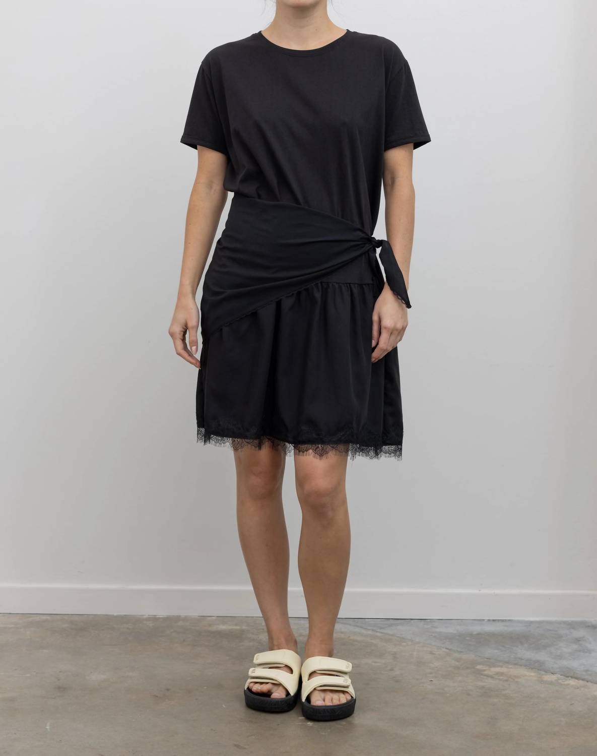Lace Hem Wrap Mini Dress