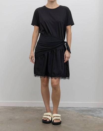 Lace Hem Wrap Mini Dress
