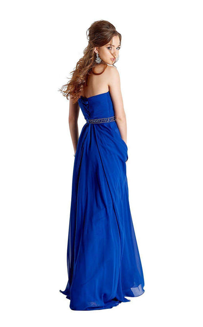 Strapless Pleated Surplice Chiffon Gown