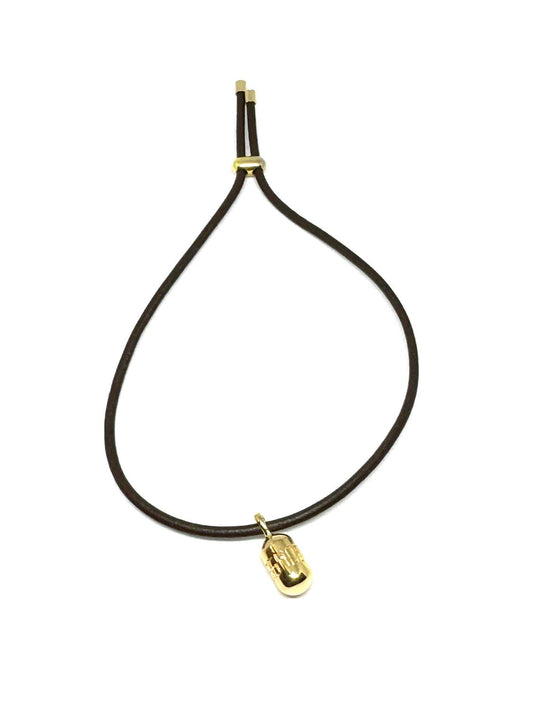 Micro Fortune Buoy On Leather Bracelet