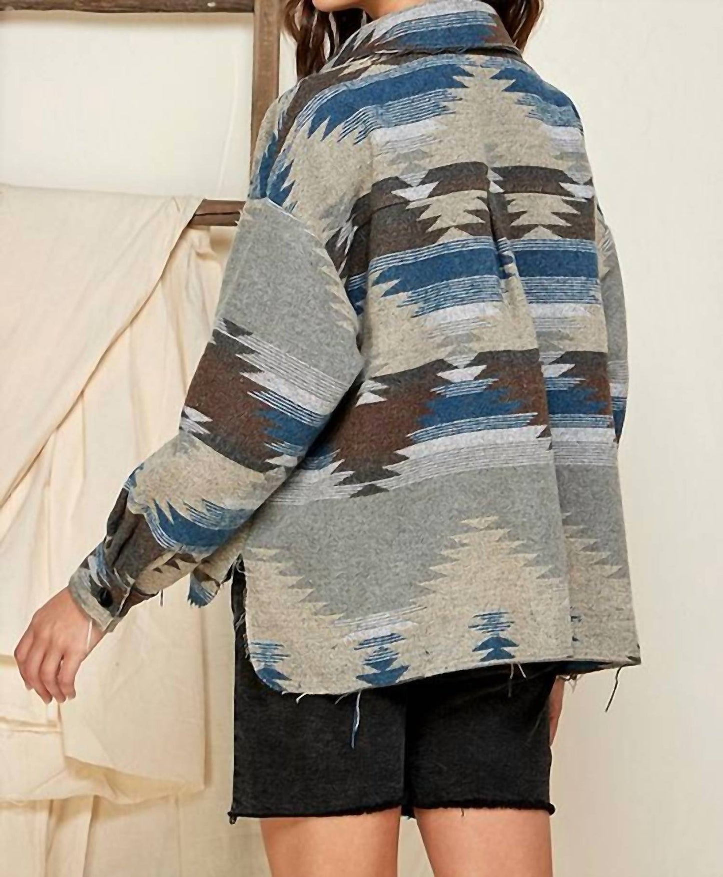Aztec Print Shacket - Plus