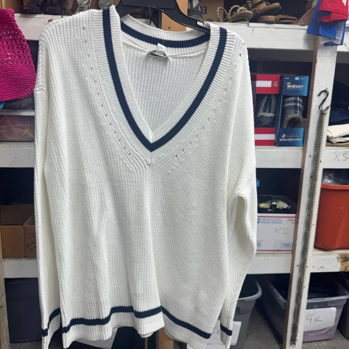 Women’s V Neck Ribbed Sweater - Plus