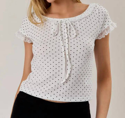 Boat Neck Polka Dot Top