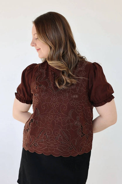 Clara Embroidered Eyelet Blouse