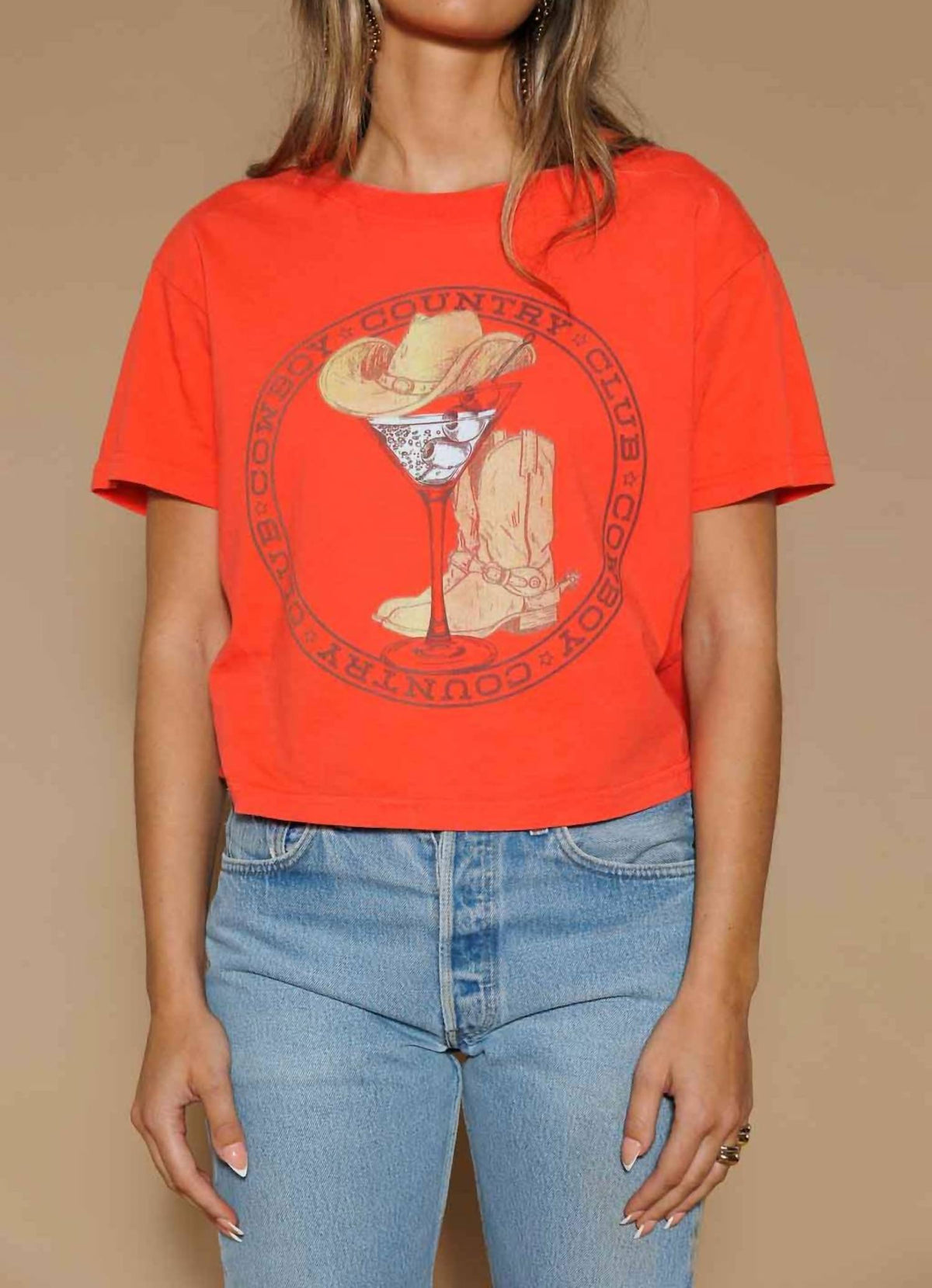 Cowboy Cocktail Club Rhinestone Cropped Tee