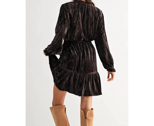 Seam Detail Velvet Mini Dress
