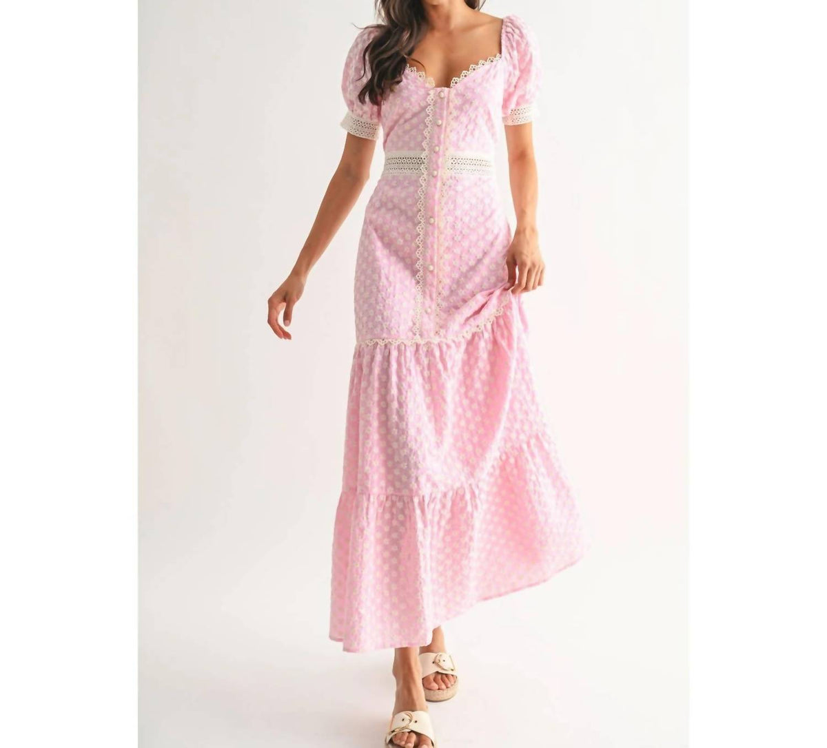 Lace Trimmed Maxi Dress