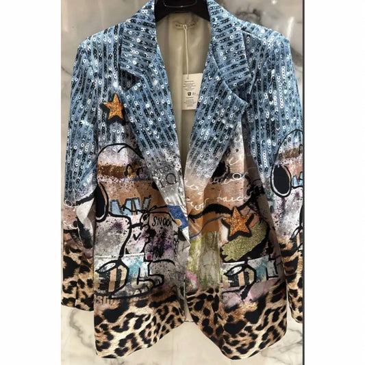 Women's Italian Snoopy Print Blazer