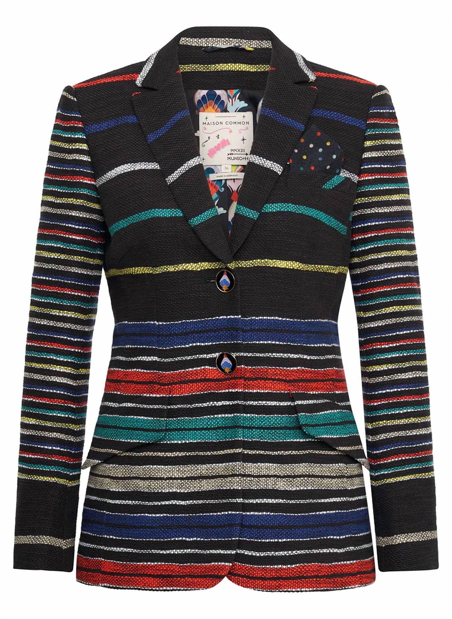 Women's Cotton Blend Button Striped Blazer