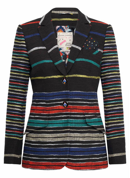 Women's Cotton Blend Button Striped Blazer