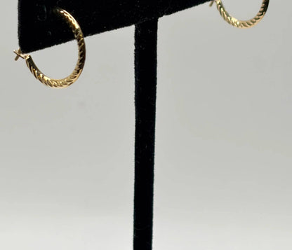 Women's Polished Ribbed Textured Extra Small Hoop Earrings