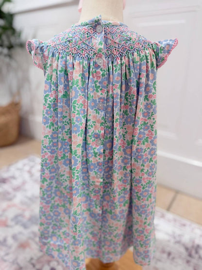 Girls Happy Daisy Smocked Bishop Dress