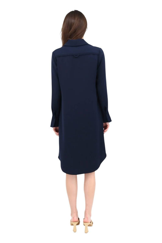 Lustrous Crepe Tailored Shirt Dress