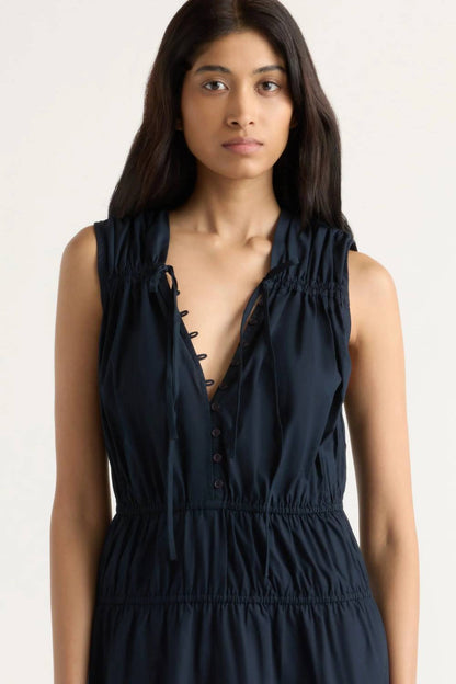 Iga Gathered Organic Cotton Maxi Dress