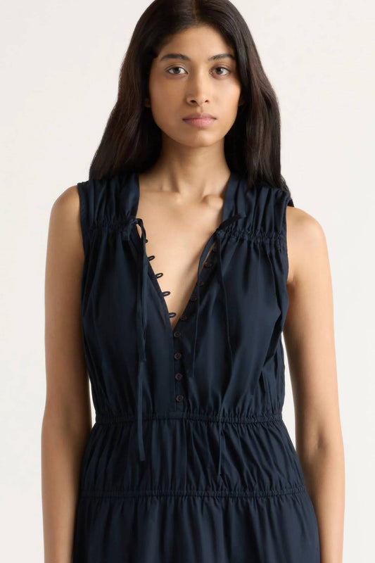 Iga Gathered Organic Cotton Maxi Dress