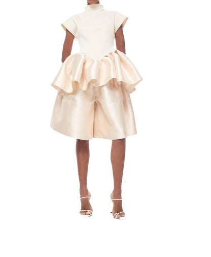 Heavy Satin Cap Sleeve Top With Peplum