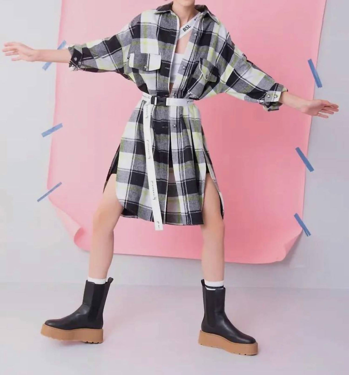 Checked Maxi Jacket