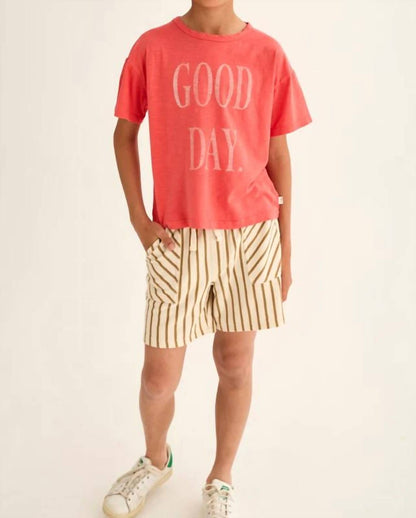 Boys Soft Slub Cotton Print Good Day T-shirt