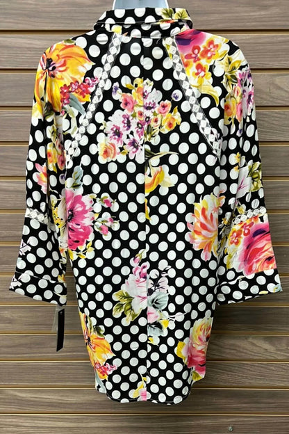 Cirana - Women's 3/4 Sleeve Polka Dot Floral Blouse - Rack Hunt
