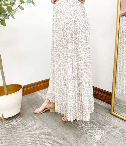 Floral Pleated Maxi Skirt