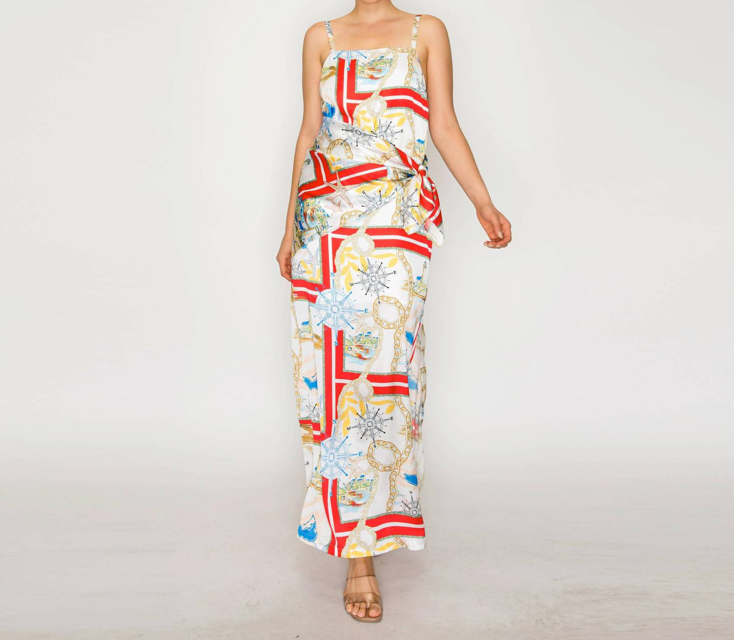 Atlantic Satin Scarf Midi Dress