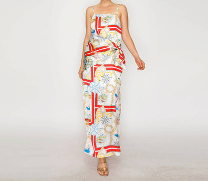 Atlantic Satin Scarf Midi Dress