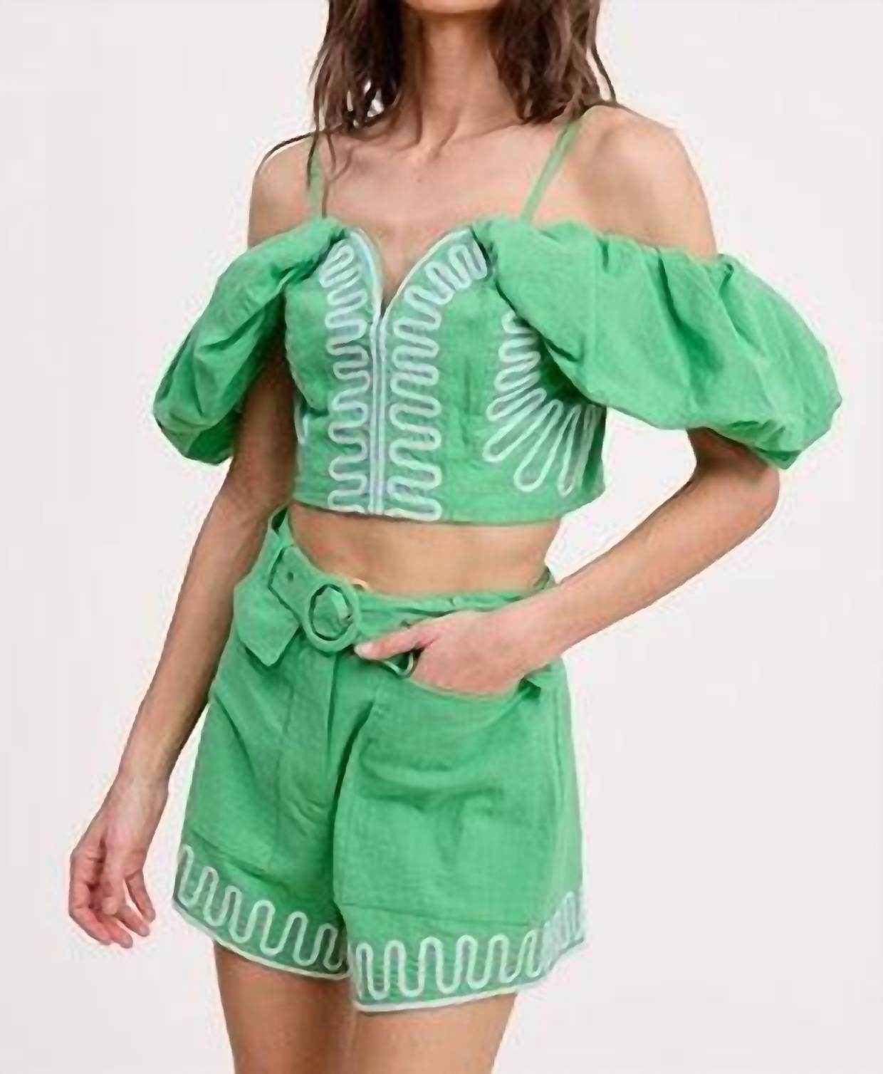 Ultramarine - Emerson Embroidered Top & Short Set - Rack Hunt -