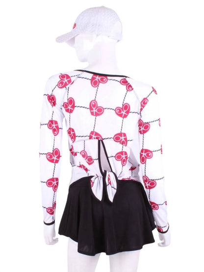 Love Love Tennis - Women's Tie Back Long Sleeve Tennis Tee - Rack Hunt