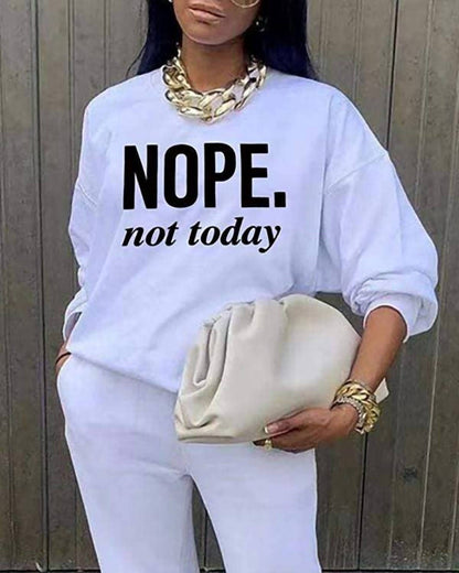 Letter Print Long Sleeve Sweatshirt Set