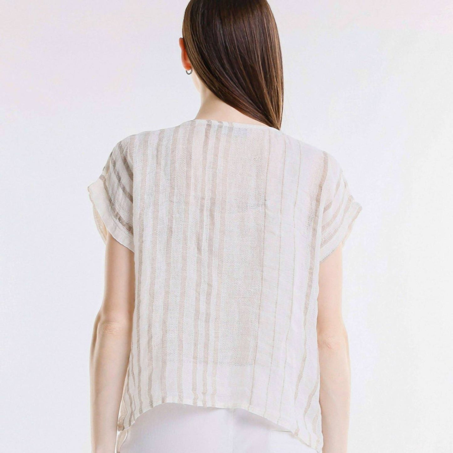 Women's Heidi Short Sleeve Specialty Linen Striped Top