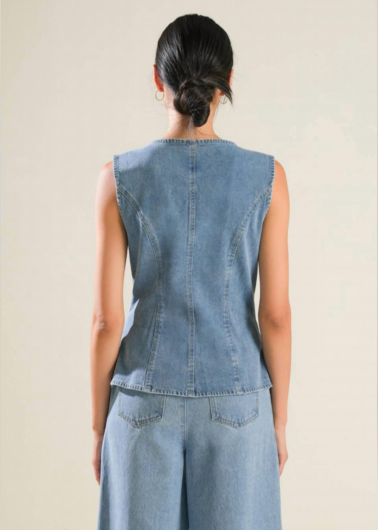 Denim Button Down Front Vest