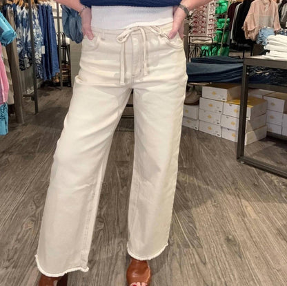 Skyrise Wide Leg Drawstring Jeans