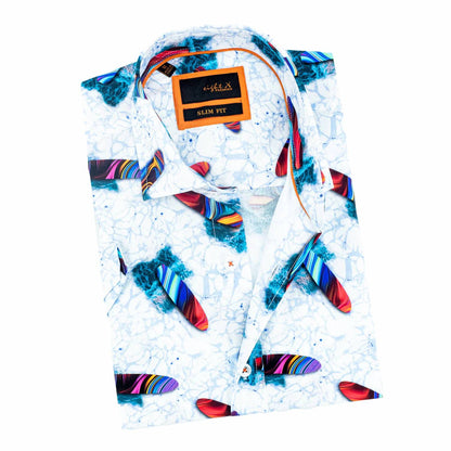 Surfing With The Alien Short Sleeve Button Down Shirt